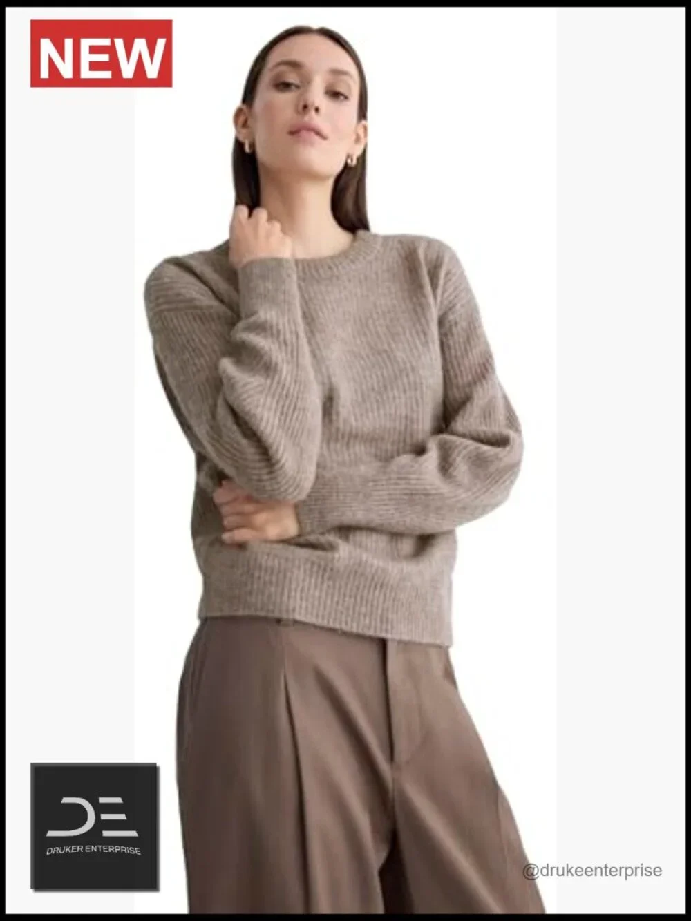 Alpaca Blend Lightweight Ribbed Pullover Sweater